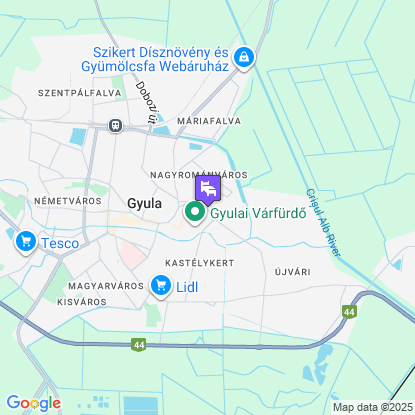 Angyal Apartman Gyula a térképen